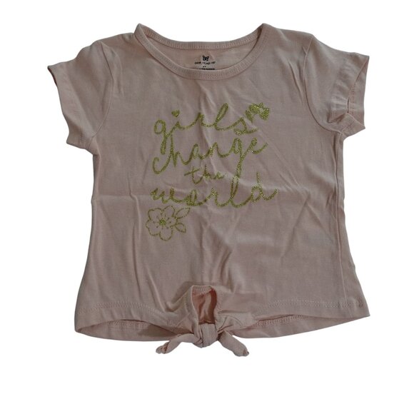 Lot of 2 One Step Up T-Shirts Pink Graphic and Solid Salmon Girls Size 4T - Picture 2 of 8